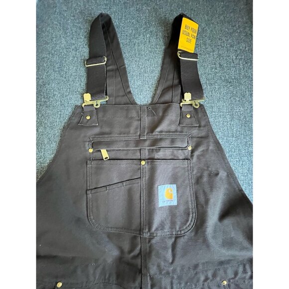 Carhartt Double Knee Bib Overall Mens 38x36 Dark Brown Canvas 102776 R01-M NEW - Picture 2 of 6